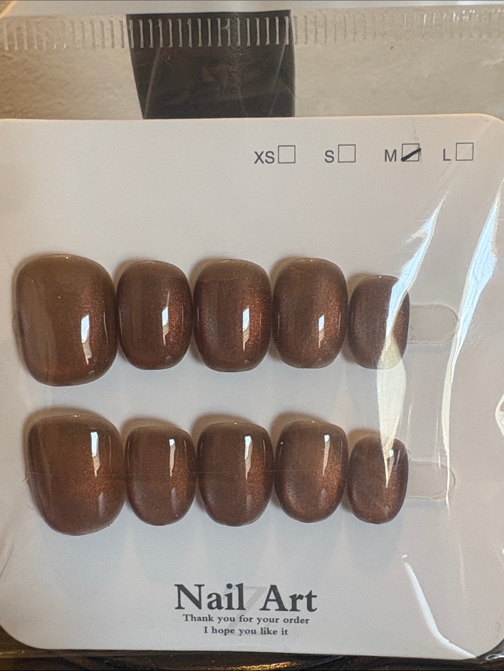 Press-On Nails for Men - Brown Metallic Nail Set